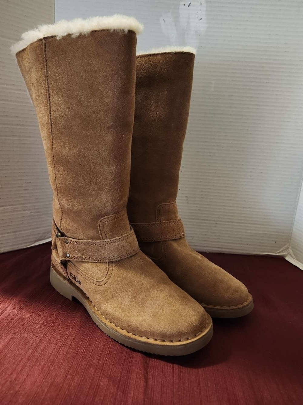 Classic Suede Shearling-Lined Tall BrownWomen's Farwest Size 8
